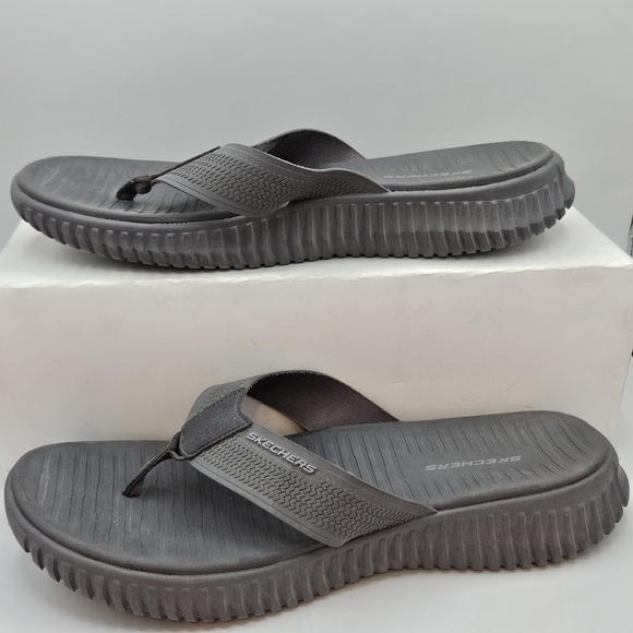 Skechers Men's Elite Flex Coastal Mist Flip-Flop gray size 13 - Picture 11 of 15